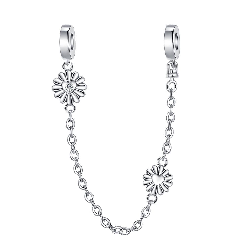 Copper Star Crescent Sun Earth Safety Chain Piece Fit Original Wrist Bracelet Beaded Designer Charms Necklace Female Jewelry