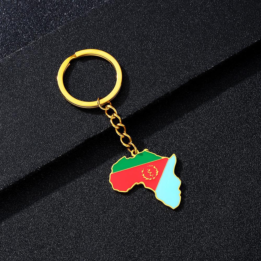 Portachiavi Premium in Acciaio Inossidabile con Ciondolo Mappa Bandiera Africa Ghana Nigeria Capo Verde Congo Uganda Regalo per Appassionati di Viaggi