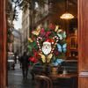 Bathroom Glass Decoration Christmas Wreath Window Sticker, Stained Style, Removable Santa Butterfly Candy Static Clings Cane Decal, PVC Cling for Home