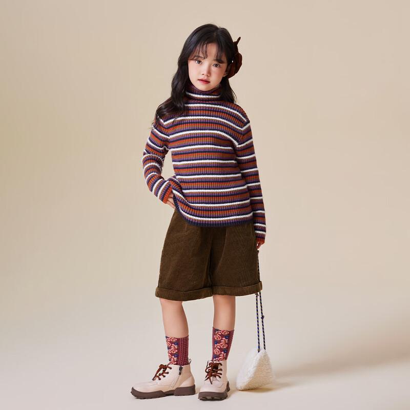 Huatiancai Girls  Warm High-Neck Knitted Sweater 130