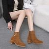 Fashion Women's Autumn and Winter Boots Rhinestone Single Boots Thick Heel Mid-heel Short Boots Frosted Winter Plus Velvet