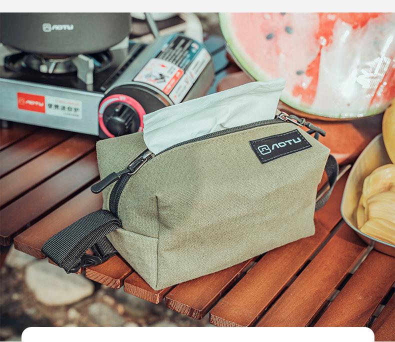 Outdoor Camping Tissue Storage Box Canvas Living Room Household Storage Bag Dining Table Car Cup Holder Paper Towel Box Sleeve
