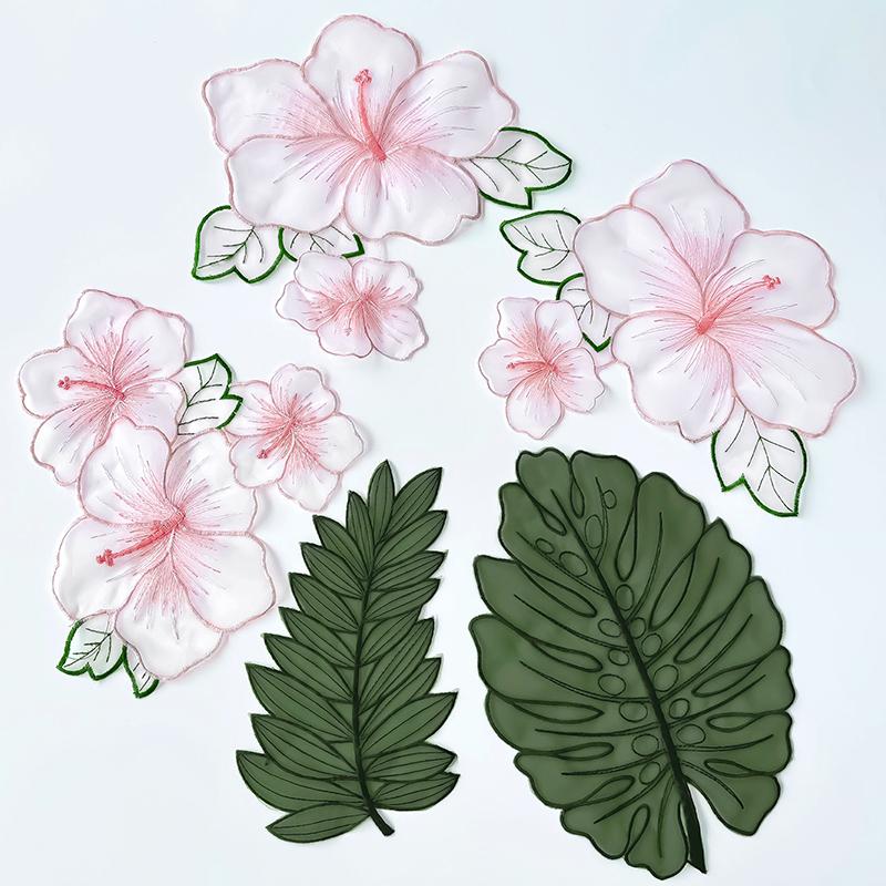 5Pcs/Set Five Piece Set Handmade DIY Colorful Beads Fresh Organza New Chinese Style Lotus Cloth Sticker Dress Decoration