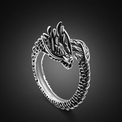 Personalized Dragon Ring, Male And Female Couples Hipster Open Index Finger Ring, Retro Plated Thai Silver Jewelry