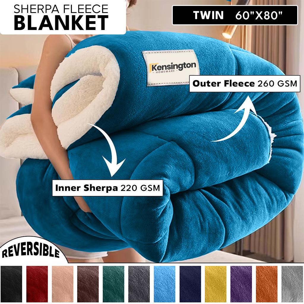 480GSM Heavy Sherpa Fleece Blanket – Double-Sided Warm Throw for Couch, Bed, Office and Travel, Reversible All Season Comfort, Room & Sofa Decoration