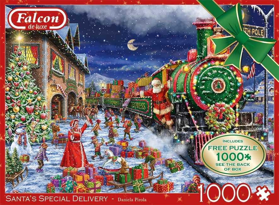 Falcon Puzzle 'Santa At The Station' - 1000 Teile Weihnachtspuzzle Für Erwachsene