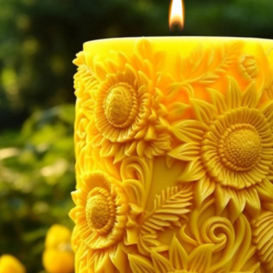Flower Cylinder Candle Molds Sunflower/Lavender/Lily Flower Pillar Candle Mold 3D Silicone Resin Casting Mold for Soap