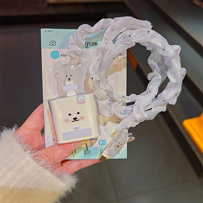 Cute Animal Puppy Charger Data Cable Winder Protective Cover Kits For Iphone 18W 20W Charger Case Anti-Break Wire Bites Shell