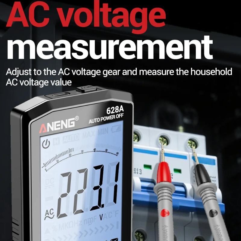ANENG 628A Digital Multimeter Rechargeable Professional 6000 Counts AC/DC Voltage Current Ammeter Capacitor Detector Electrician Tools Digital Display