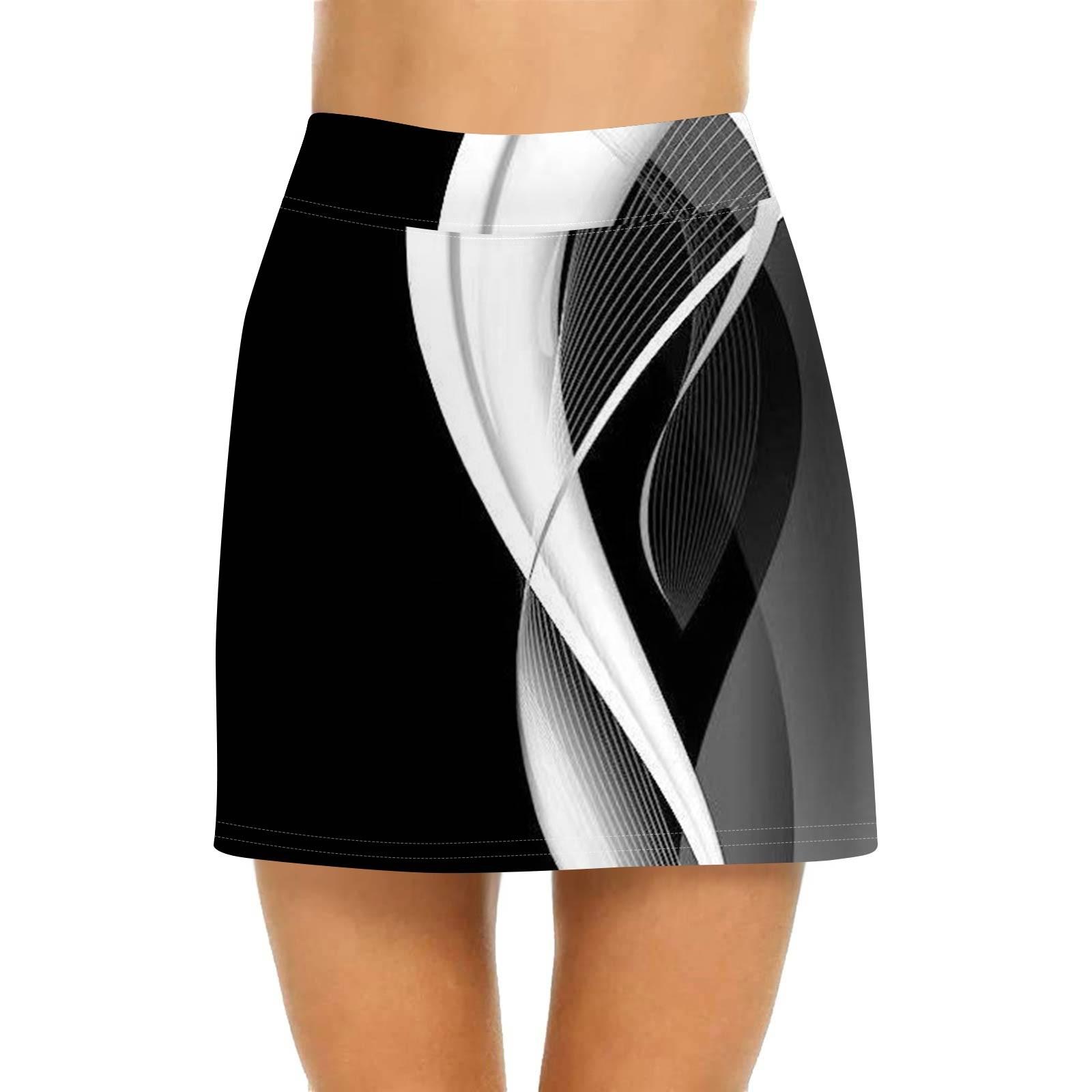 

Женская повседневная юбка с высокой талией и принтом, короткая юбка-полусолнце, спортивная юбка, плиссированная юбка XXL чёрный