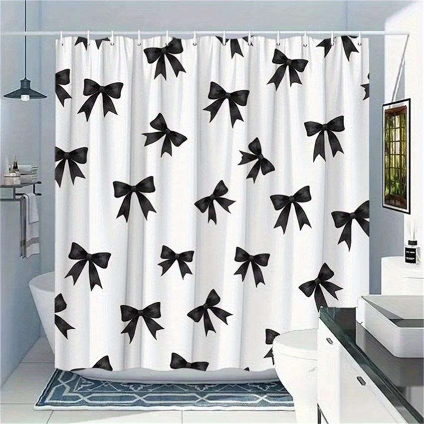 

Black Bow Shower Curtain Classic Monochrome Design Elegant Vintage Style Waterproof Fabric Chic Bathroom Decor W60H190(CM)-1 Pcs