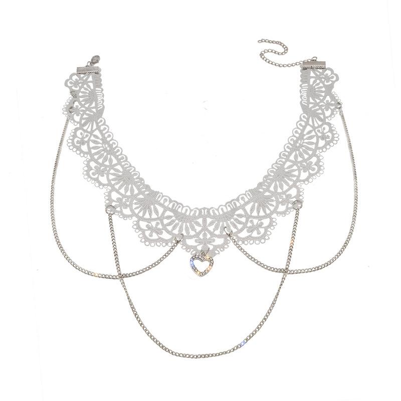 Lace Tassel Necklace with A Trendy, Light Luxury and Niche Design Sense Collarbone Chain Collar