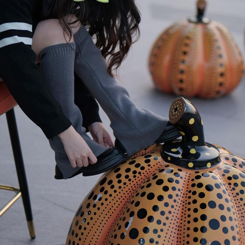 Winter Fall Knitted Leg Warmers Japanese Korean Style Wide Leg Cover Y2K Flared Split Knee High Long Socks for Women