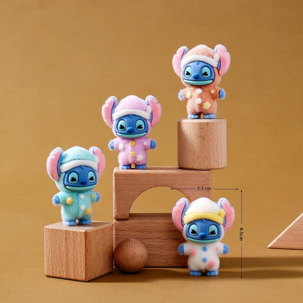 9Piece Disney Stitch Pajama Figure Set Cartoon Character Desktop Ornaments Models An Exquisite Gift and Toy Suitable for Both Boys and Girls