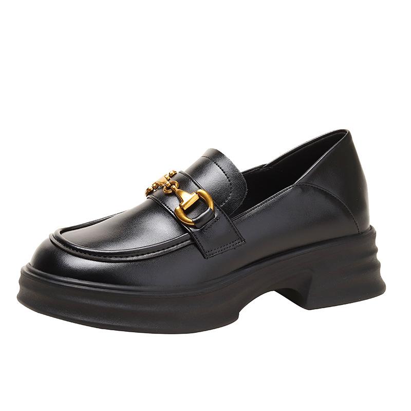 3233 small size loafers, versatile thick soles, new small leather shoes in autumn 2025, women's small inner height increase women's shoes