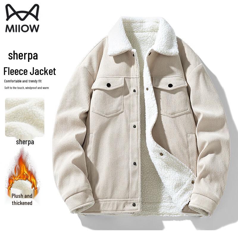 Mao Ren Men's Trendy Winter Corduroy Lamb Fleece Padded Jacket