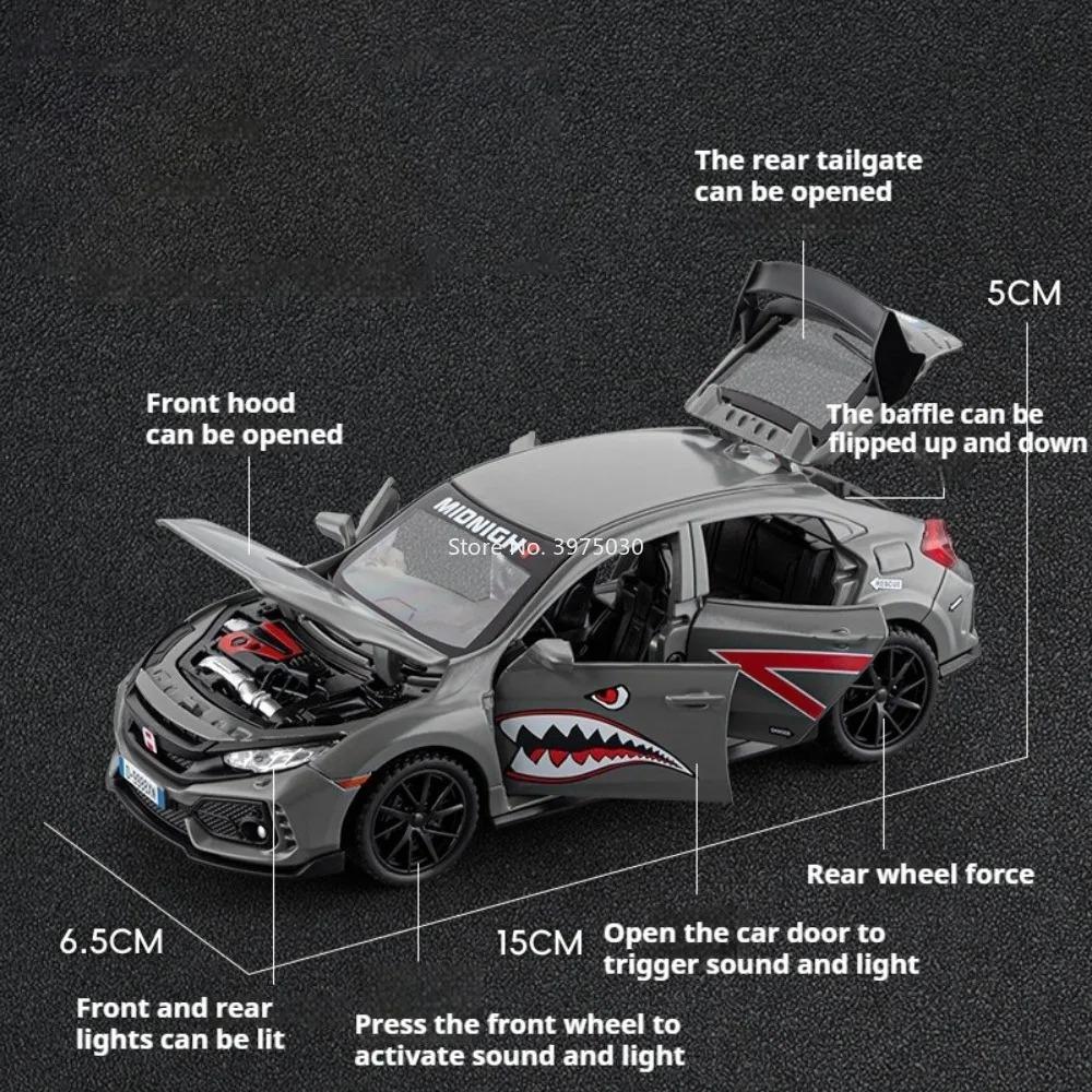 1:32 Scale GTR Honda NEW TYPER Toys Cars Models Doors Opened With Pull Back Miniature Cars Light Sound Vehicles Educational Toys