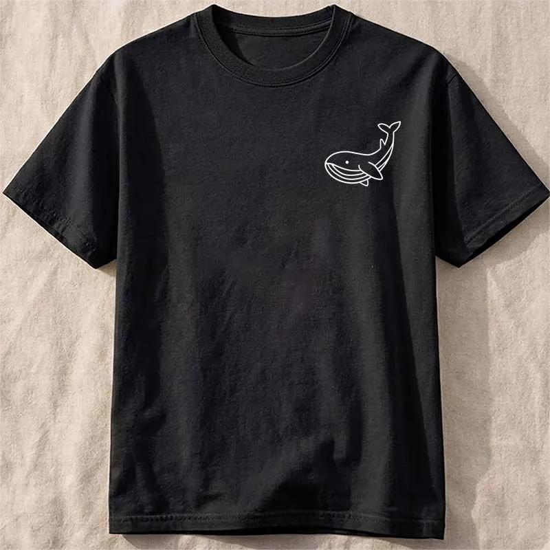 Whale Pattern Printed Tshirts For Unisex Summer Casual Fashion Minimalist High Street Tops Crew Neck Short Sleeve Cotton Tees