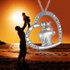 Electroplated Plating Father Hugged Sparkling Necklace with Love Heart Pendant Forever Jewelry Father's Day Gift