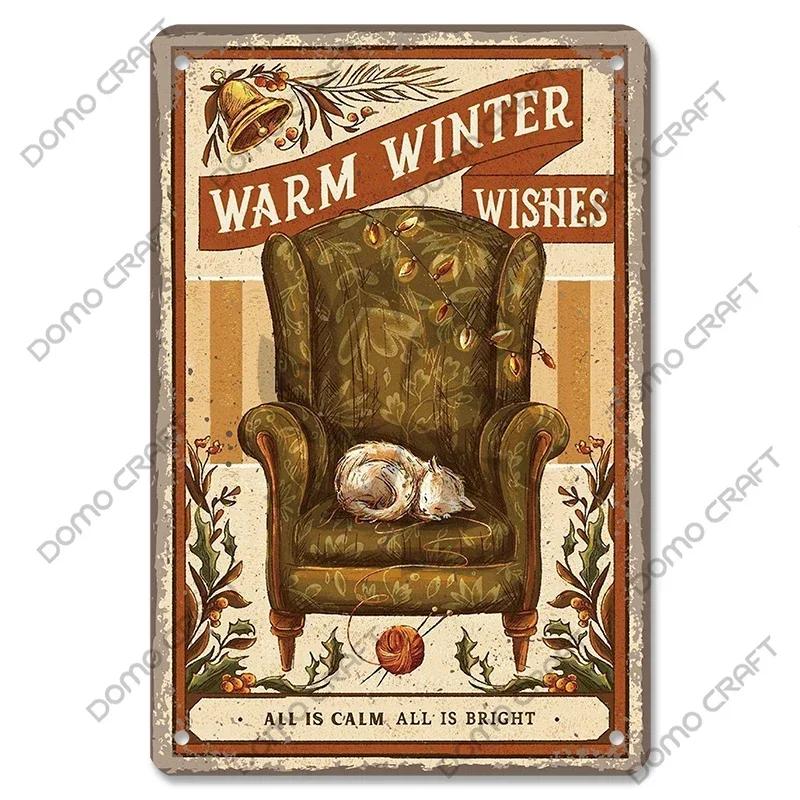 Retro Christmas Decor Vintage Metal Tin Sign with Cake Music Box Christmas Tree for Bakery Candy Shop Home Wall Art