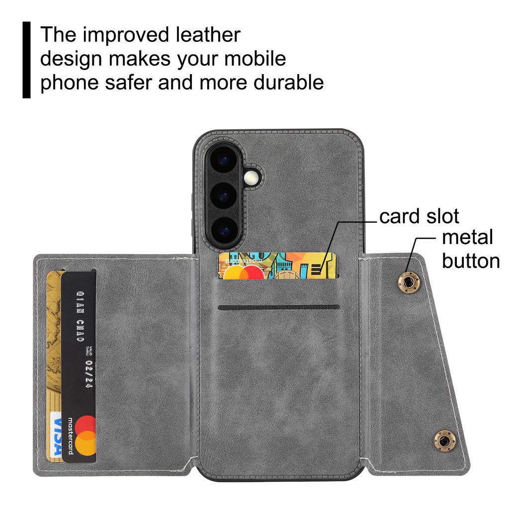 For Samsung Galaxy S26+ Case with Card Slots Kickstand Leather + TPU Phone Cover