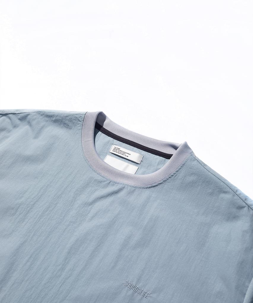 SOUNDSLIFE Logo Nylon Woven Pocket T-Shirt Gray