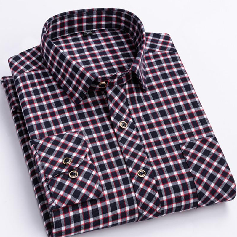 2026 New Men's Plaid Shirts Long Sleeve Checked Shirt Formal Fashion Thin Soft Classic Basic Casual Male Clothing 3XL 4XL