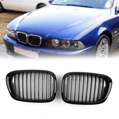 Front Fence Grill Grille ABS Gloss Black Mesh For BMW 5-Series 2001 2002 2003 2004