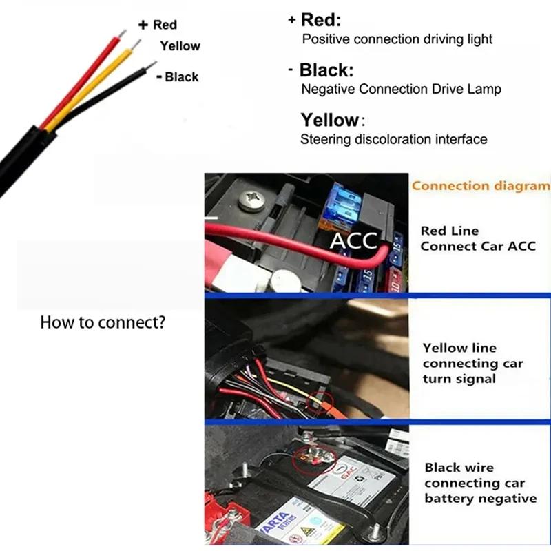 LED DRL Car Daytime Running Light Flexible Waterproof Strip Auto Headlights White Turn Signal Yellow Brake Flow Lights 12V