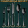 20 Piece Black Silverware Set, Knife, Fork and Spoon Set Food Grade Stainless Steel 4-piece Cutlery Set, Dishwasher Safe