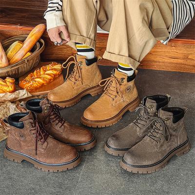 2025 Rhabarberstiefel Werkzeug Low-Top Britischer Stil Plateau Samtlederschuhe Martin Stiefel Herren Herbst und Winter 6000-A