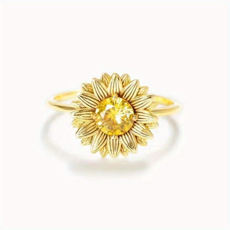 1Pc Fashionable Sunflower Rings, Rustic Flower Rings, Fashionable and Fresh Daily Accessories