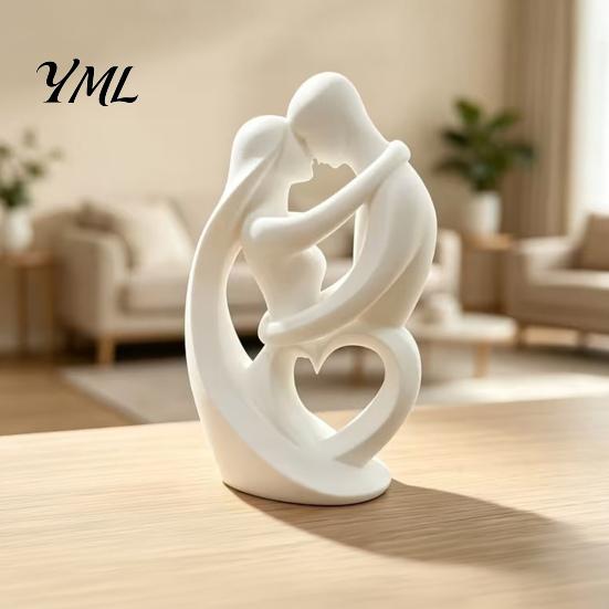 Unique Wedding Gift Ideas 3D Printed Abstract Couple Embrace Statue, Heart Hollow Love Figurine, Minimalist Romantic Soft Furnishing Displays