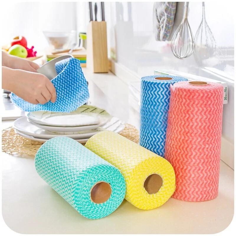 1 Rulo Tek Kullanımlık Dokunmamış Kumaş Bulaşık Bezi Silme Bezleri Mutfak Temizlik Havluları boyut:20 * 30 cm