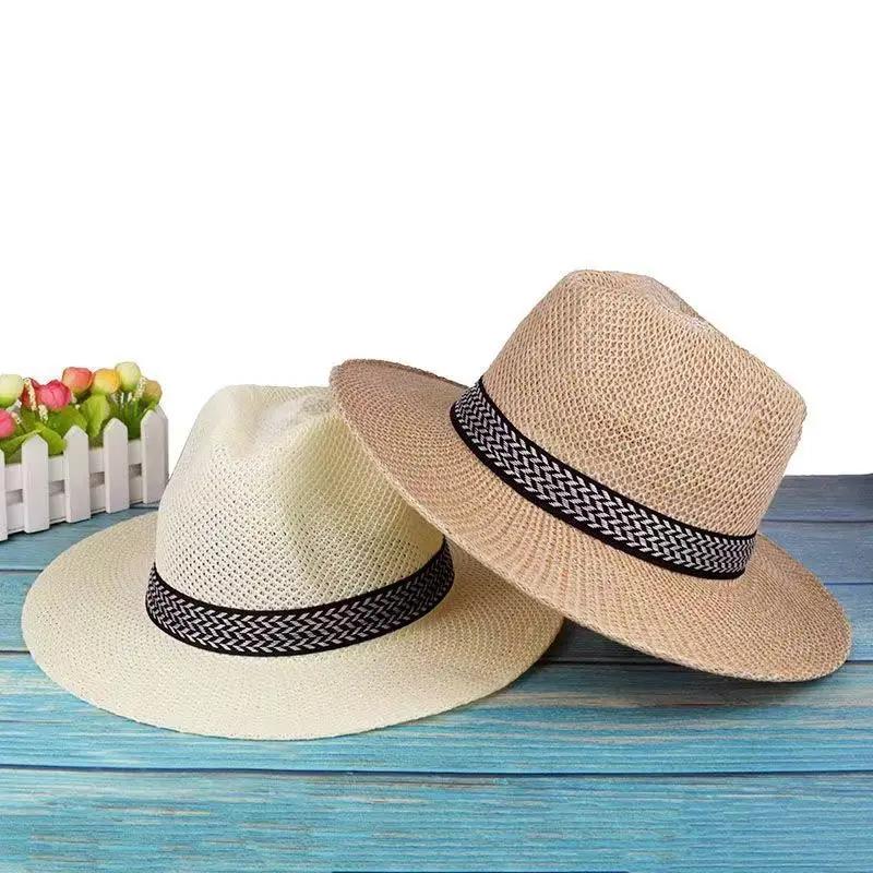 Sunscreen Hats for Men and Women Beach Party Big-brimmed Straw Hats Outdoor Fishing Fisherman Hats Leisure Travel Weaving