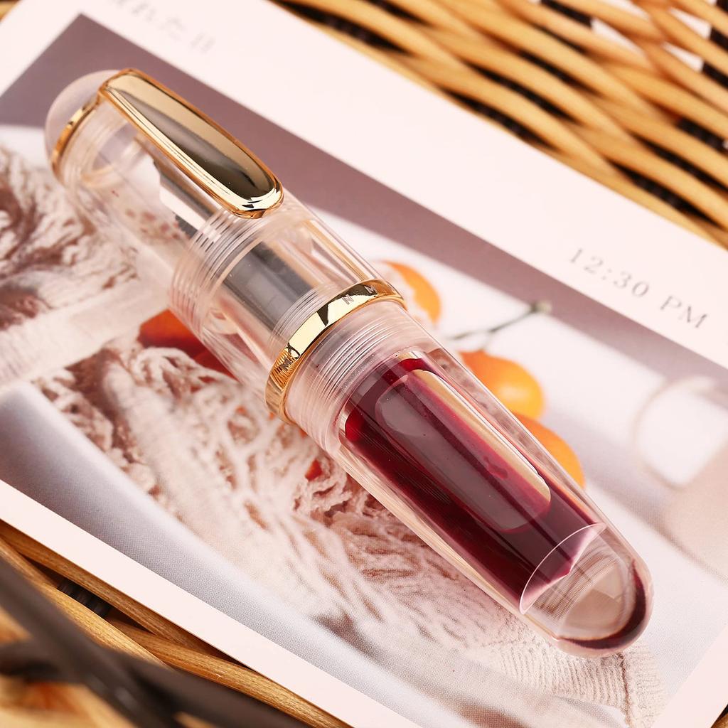 Majohn Q1 Mini Fountain Extra Fine Transparent Dropper Short Resin Pocket Pen with Large Capacity Pen, Nib, Filling,