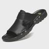 Men's Large Size Breathable Leather Sandals (Sizes 45-52) with Soft Soles, Wide Fit, and Flip Flop Style.