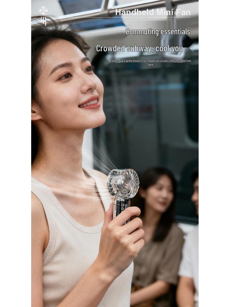New Compact Mecha Style Transparent Handheld Fan - Portable Pocket Fan with High Wind Power for Commuting