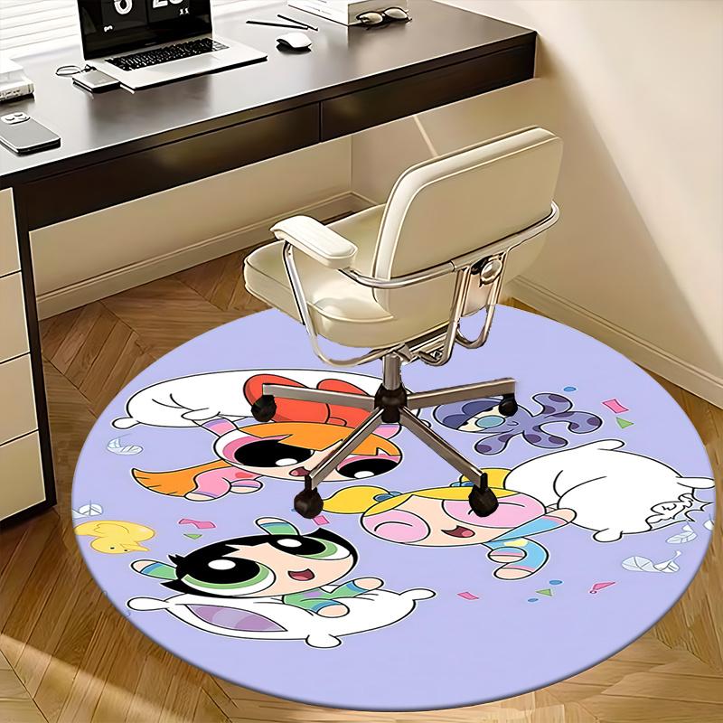 Powerpuff Girls Chair Mat Round Carpet - Home Decor, Office Rug