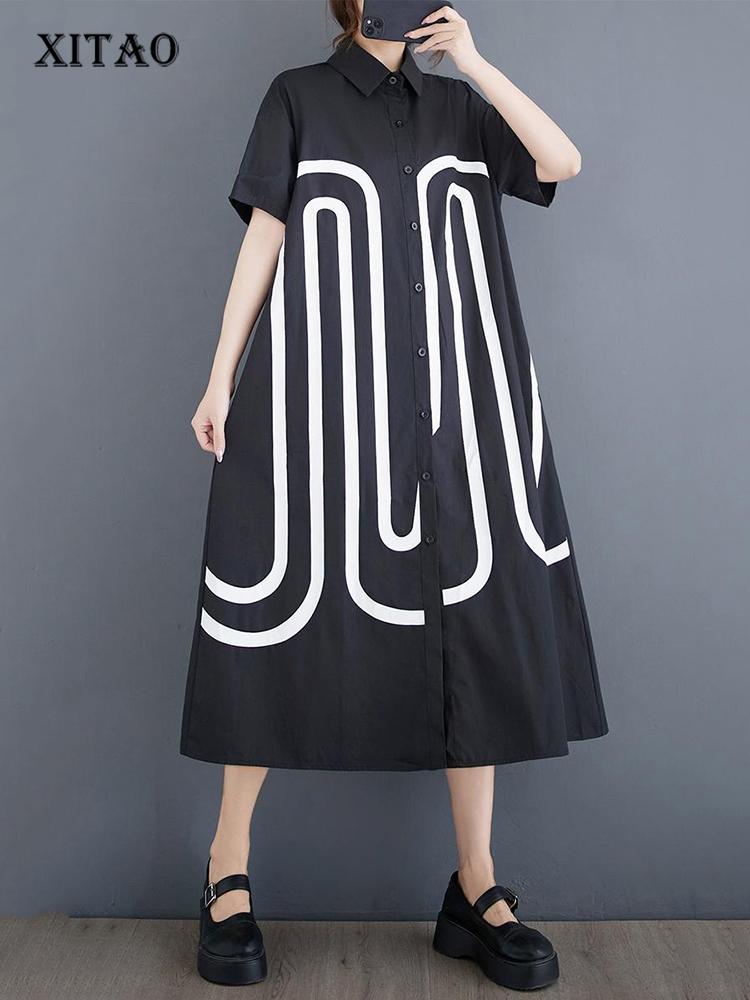 

Xitao Повседневное свободное однобортное платье, новое женское ZY8791