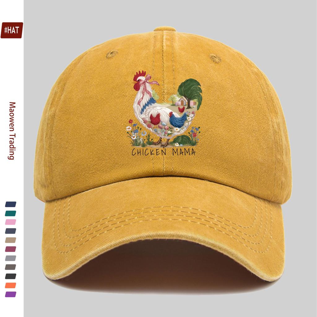 pc Chicken and Floral Print Baseball Cap Casual Design Sun Hat Party Decoration Hat Multiple Colors Available Home Leisure