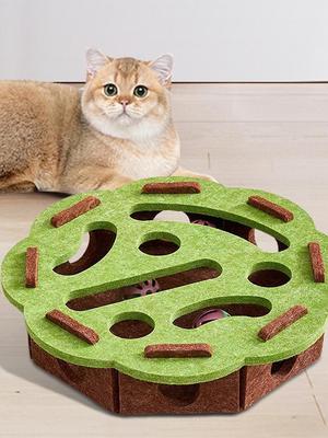 Interactive Cat Puzzle Toy with Digging Holes - Self Amusing Maze Box Bell Ball Mental Enrichment for Kittens Felt Material