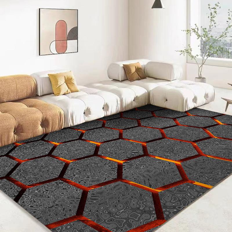 3D Volcano Lava Magma Area Rug Large Red Carpet for Living Room Bedroom Sofa Home Decor Kids Game Play Non-slip Floor Mat