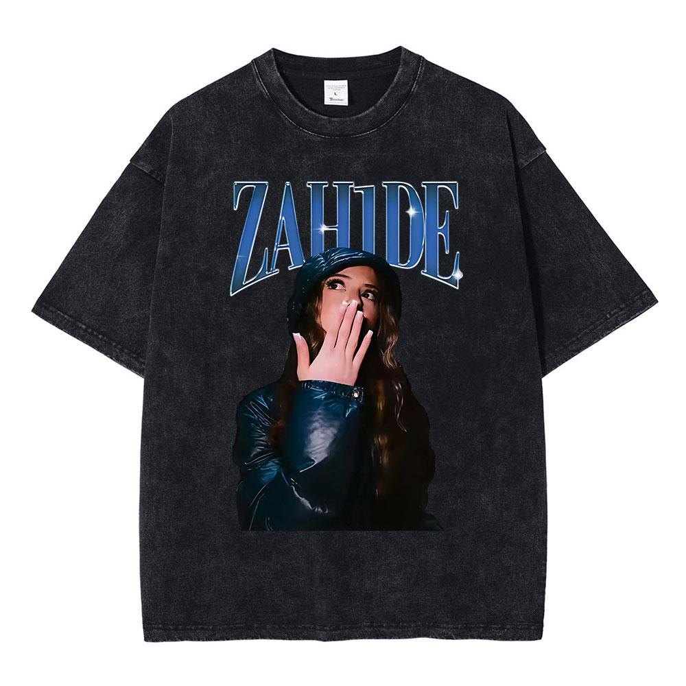 

Washed Vintage Zahide Merch Graphic Print Tshirt Men Women Fashion Hip Hop T Shirts Cotton Casual Oversized Tshirts Streetwear S