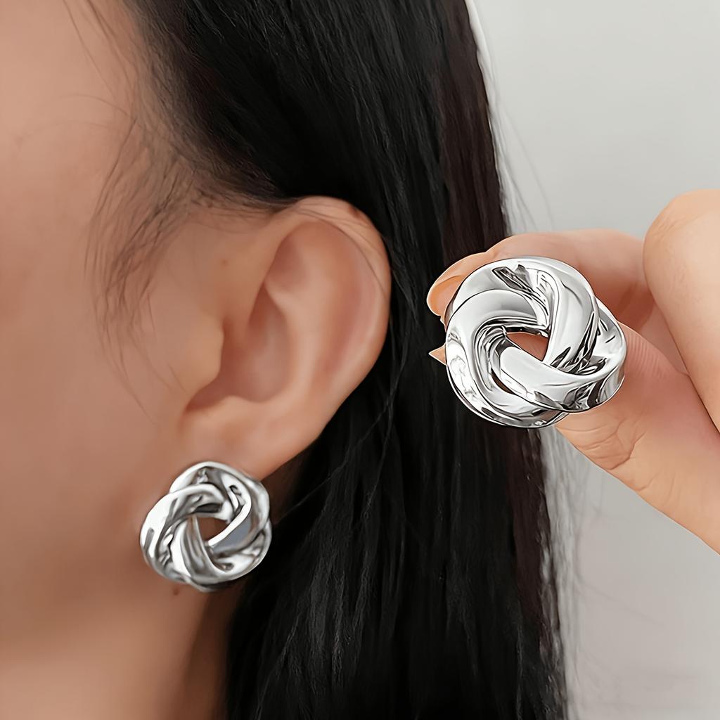 1 Pair of Stylish And Elegant Twisted Earrings, Suitable for Daily Life, Banquets/Parties, Travel, Vacations, Festivals And Other Occasions,