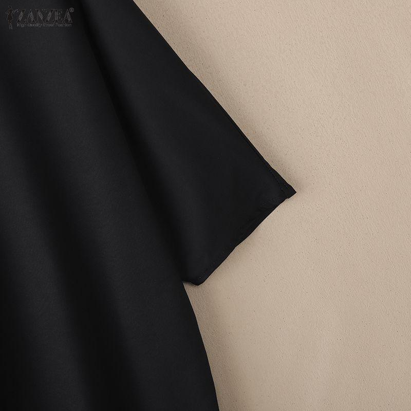 ZANZEA Women Casual Round Neck Loose Floral Short Sleeve Blouse