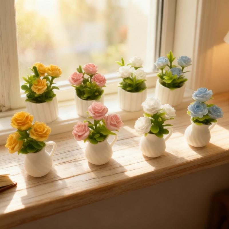 1/12 Miniature Artificial Potted Plant For Doll House Decoration Realistic Plastic Greenery Scene Display Accessories