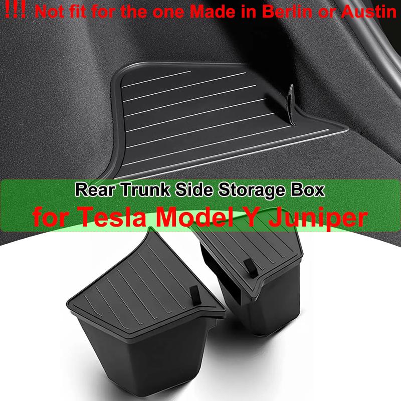 Model Y Launch 2026 Rear Trunk Side Storage Box For Tesla Y Juniper Rear Seat Organizer Suede Anti-dirty Car Travel Accessories