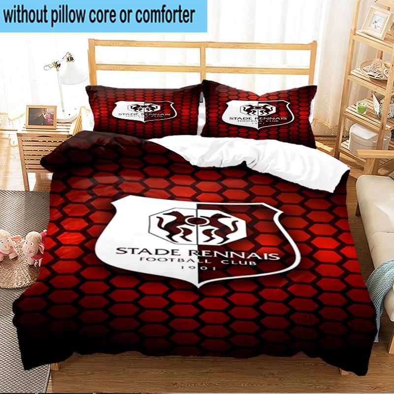 3PCS Stade Football Club Crest Bedding Set,Including 1pc Duvet Cover And 2pcs Pillowcases Perfect for Bedroom, Dormitory, Fan Christmas gift