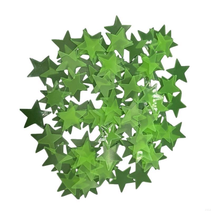 Pack of 100 Glowing 3D Star Sticker for Bedroom Ceiling and Wall Decoration 3cm Diameter Glow In Dark Wall Decal
